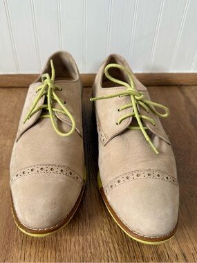 Cole Haan Gramercy Oxford Cap Toe Suede Sandstone Spring Green size 6